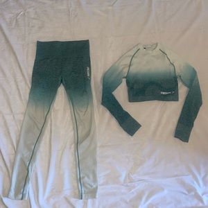 Gymshark teal leggings workout set xs